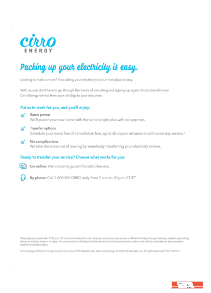 Texas Cirro Energy utility business bill, page 3, SCR PSD template